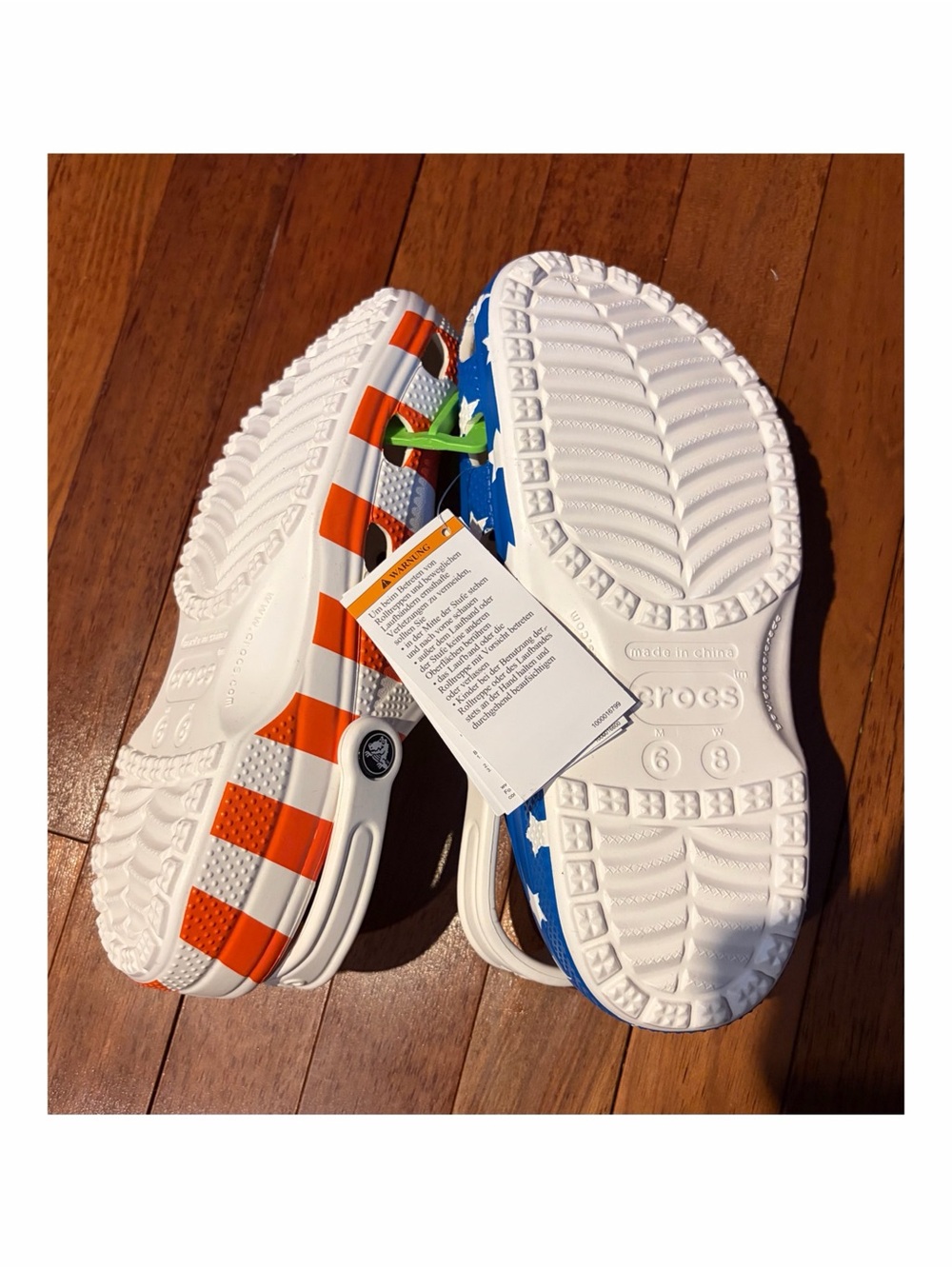 Men or Women Patriotic Star & Stripe Crocs Red, White & Blue - Picture 4 of 4